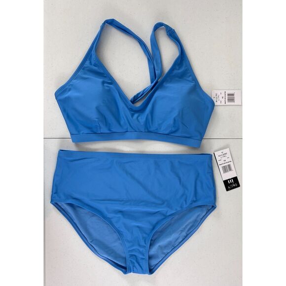 Allure by IMG Bralette with High Waist Bottom Bikini Swimsuit Blue Women's 1X - Picture 1 of 11